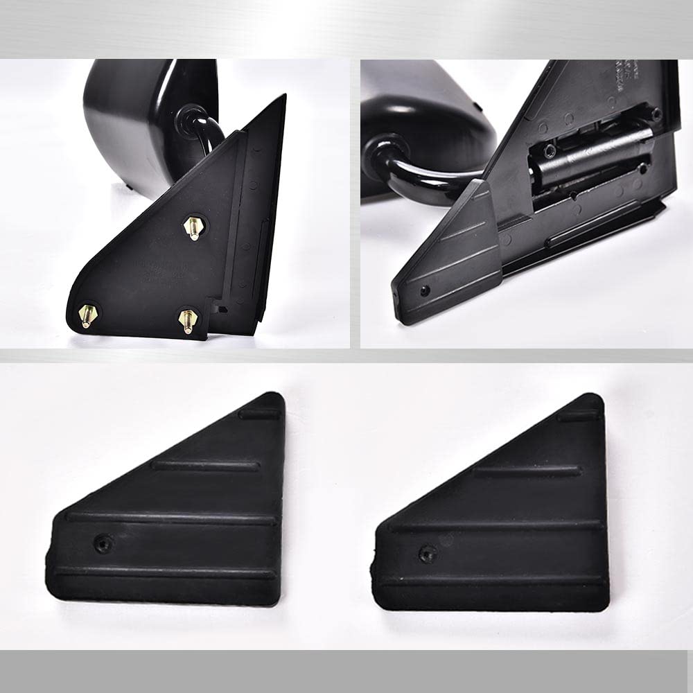 G-PLUS Manual Side View Mirrors Replacement For 1988-2000 Chevy GMC C1500 C2500 C3500 K1500 K2500 K3500 Pickup Truck Pedestal Style Paint to Match Driver & Passenger Side Mirror Set Black