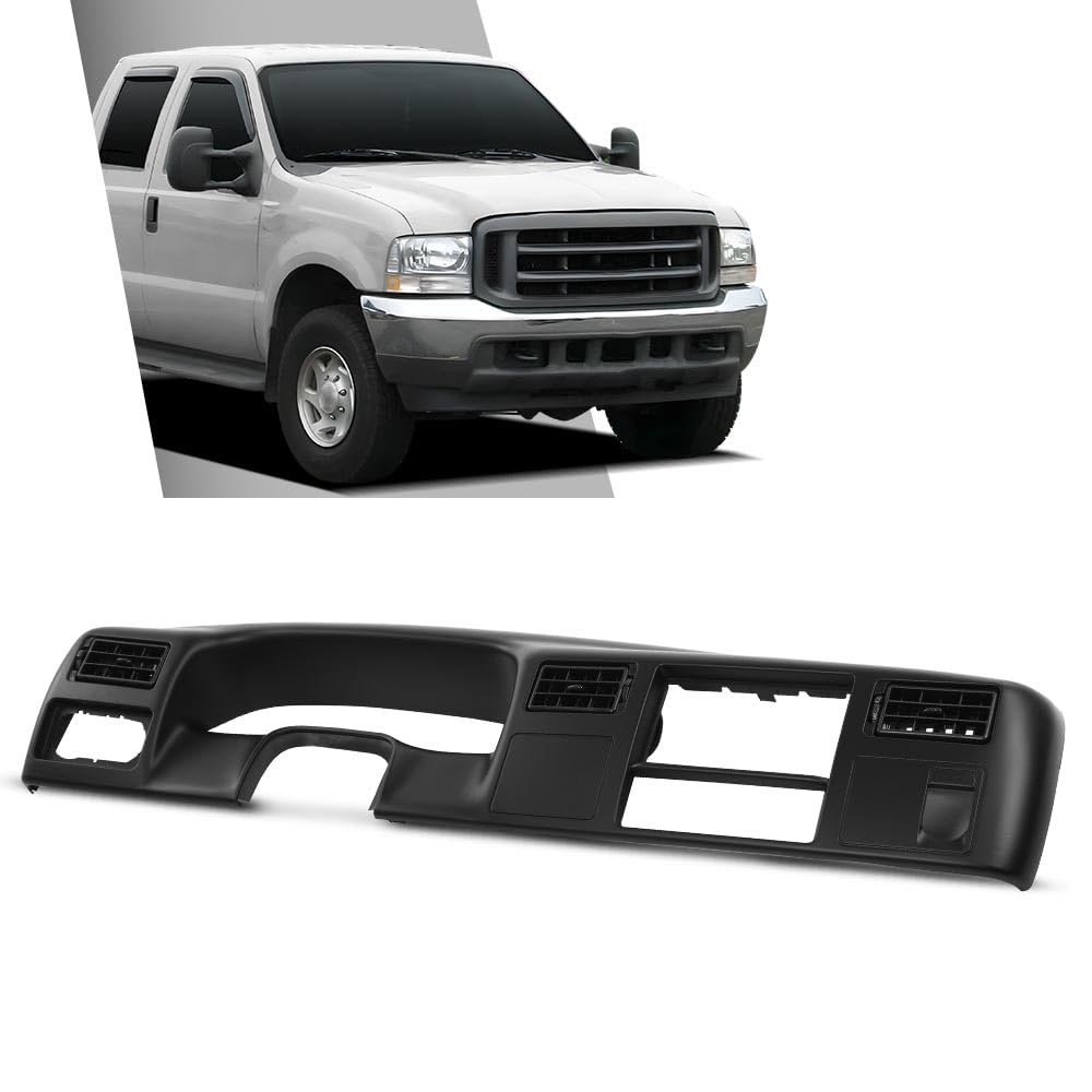 G-PLUS Dash Bezel Radio Cluster Trim Panel W/o Hole Compatible with Ford F250 F350 Super Duty 1999-2004 Dashboard Black