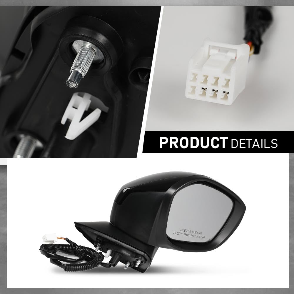 G-PLUS Power Mirror w/ 3-Pin Right Passenger Side Compatible with Honda Civic LX/Sport 2022-2023 Manual Folding 76208T20A01-PFM HO1321350 Glossy Black