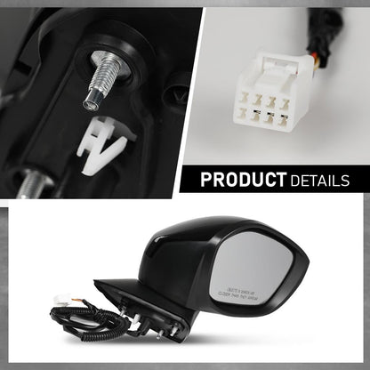 G-PLUS Power Mirror w/ 3-Pin Right Passenger Side Compatible with Honda Civic LX/Sport 2022-2023 Manual Folding 76208T20A01-PFM HO1321350 Glossy Black