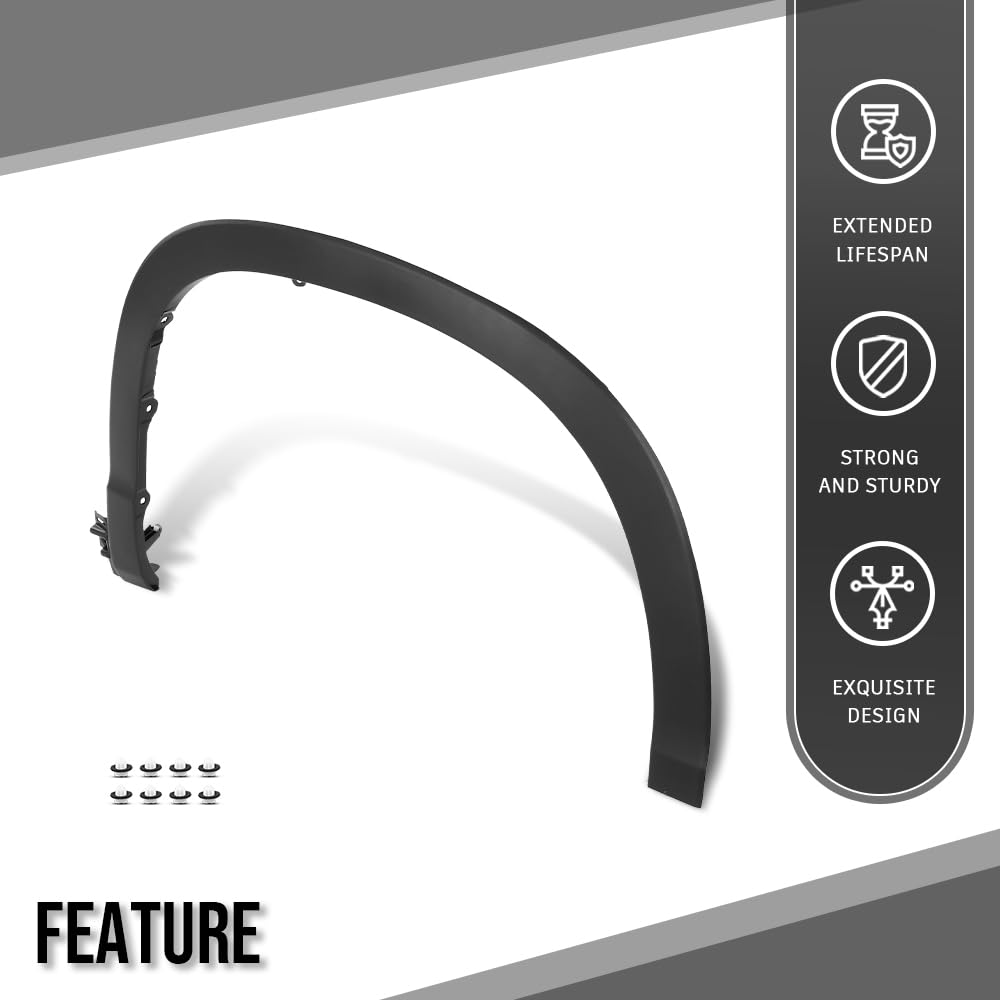 G-PLUS Front Right Fender Flare Molding Passenger RH Compatible with Toyota Highlander 2014 2015 2016 2017 2018 2019 TO1291105, 750850E020 Black