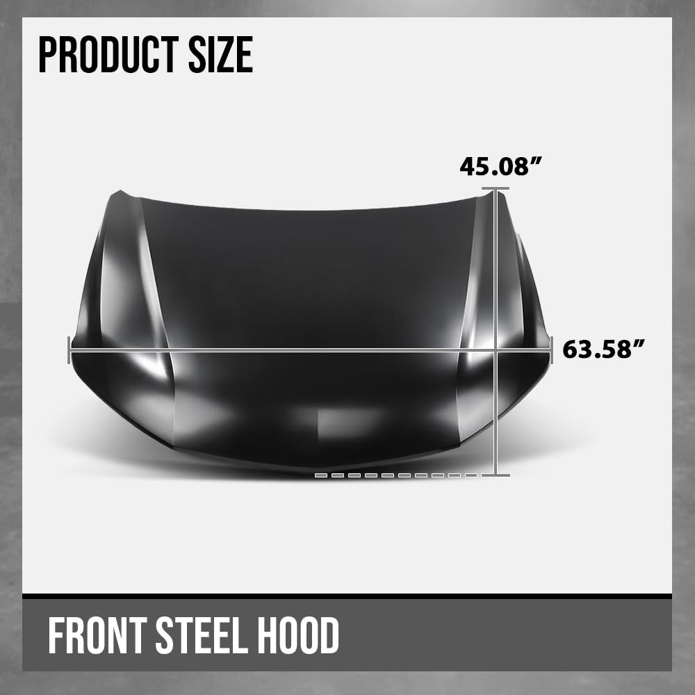 G-PLUS Front Hood Panel Compatible with Chevy Trailblazer 2021-2025 Black