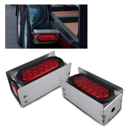 G-PLUS LED Trailer Steel Box Kit Rear Lights,Compatible With Trailer/Truck W/ 6" Oval Tail Light & 2" Marker Lamp (Red lens) Luces Traseras Brake LightsAssembly
