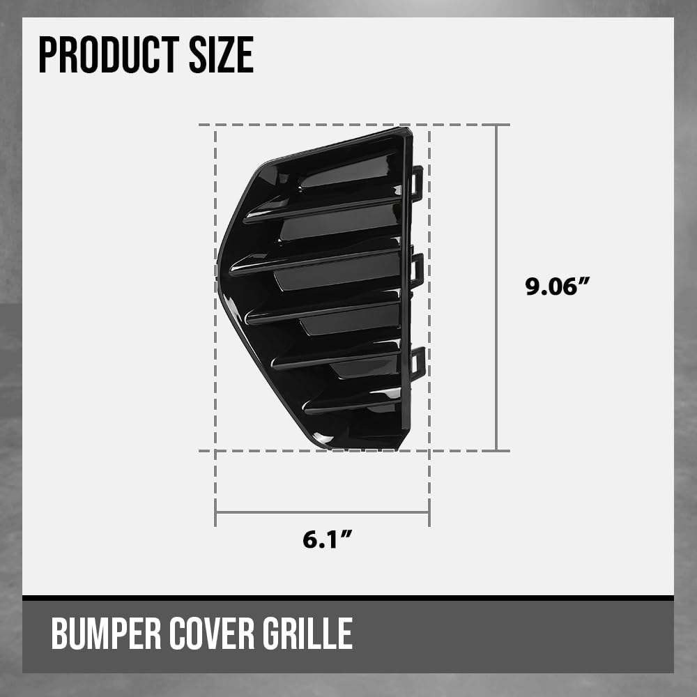 G-PLUS Bumper Cover Grille Front Left Side Compatible with Cadillac XT4 2019 2020 2021 2022 2023 2024 GM1038293, 191275994511 Glossy Black