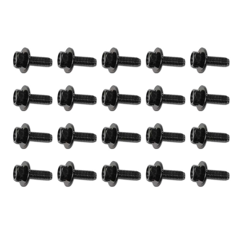 G-PLUS Body Bolts- M6-1.0 x 20mm Long- 10mm Hex- 17mm Washer- 20 Bolts- #171 Compatible with Honda