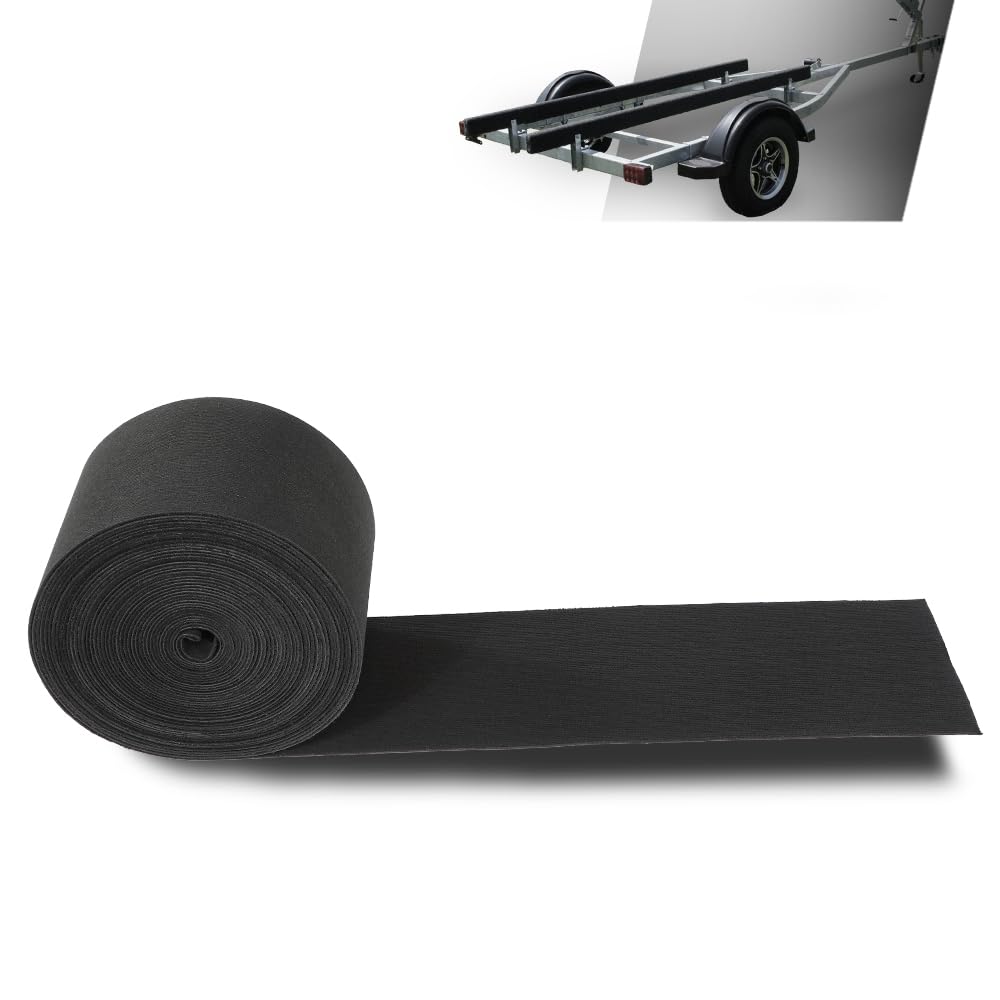 G-PLUS 12" x 100ft Ribbed Bunk Carpet Marine Boat Trailer Runners Outdoor Fit for Boat Trailer Runners Black