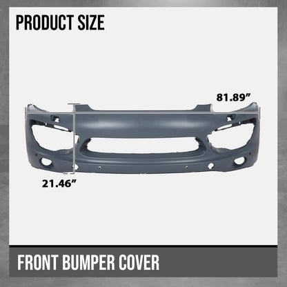 G-PLUS Front Bumper Cover Fascia With Headlight Washer Holes Compatible with Porsche Cayenne 2011 2012 2013 2014 95850522131G2L, PO1000144 Black