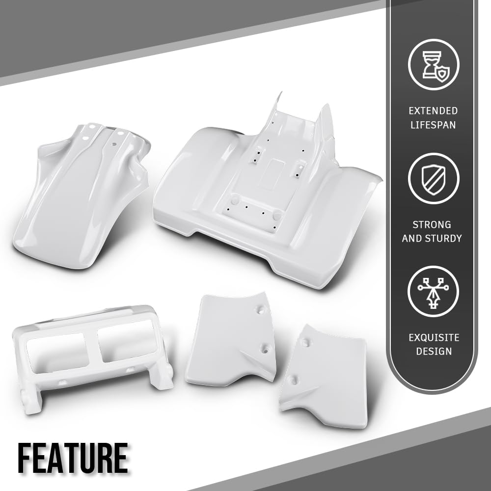 G-PLUS Front & Rear Liner Fender Complete Set Compatible with Honda ATC350X 1985-1986 White
