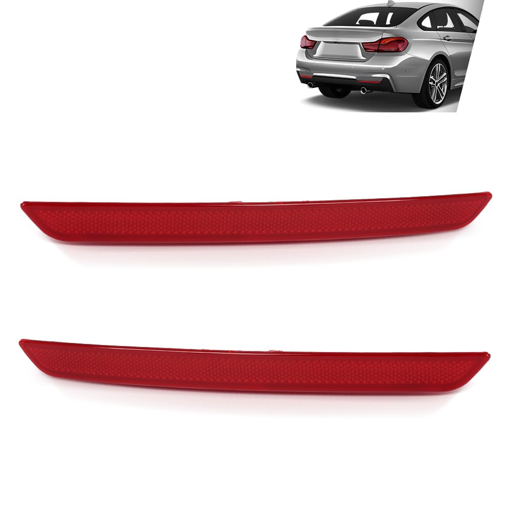 G-PLUS Pair Rear Bumper Reflector, Compatible with BMW 4-Series 428i 430i 435i 440i 2014-2020 with M Package, LH Driver & RH Passenger 2PCS, BM1184107, BM1185107