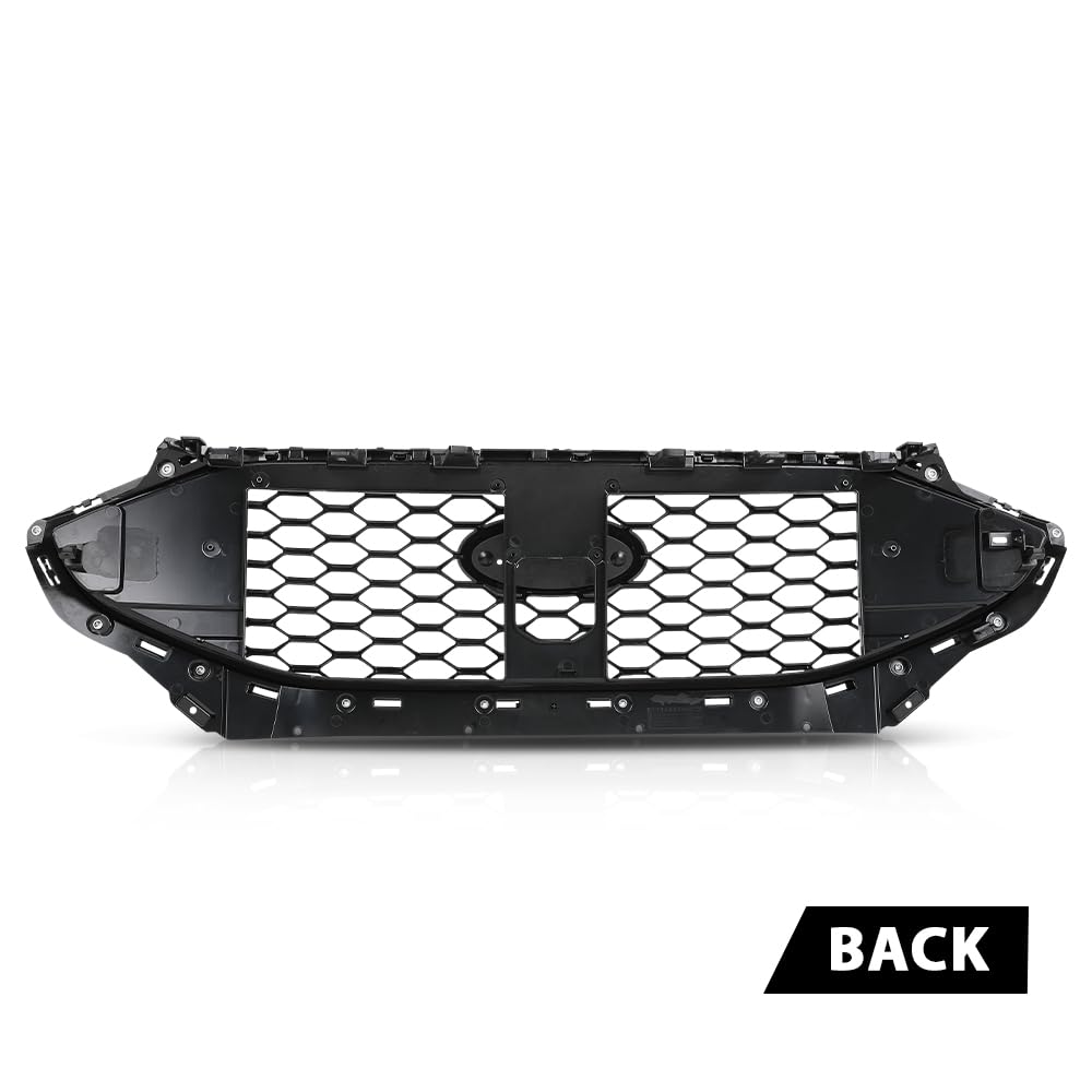 G-PLUS Front Upper Grille Compatible with Ford Edge ST/ST-Line 2019-2022 PT4B-8200, KT4Z-8200, KT4B-8A133 Gloss Black