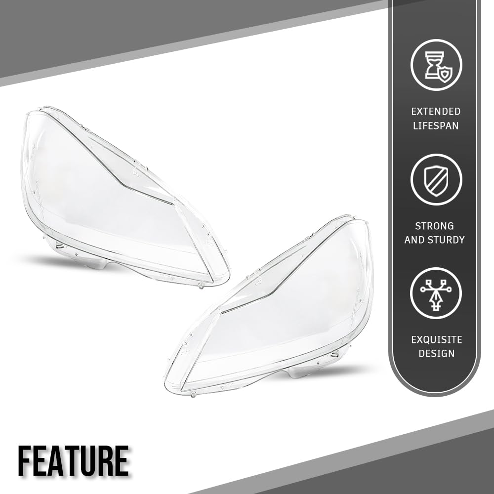 G-PLUS Headlight Lens Cover Compatible with Benz C-Class W204 2011-2015 A2048203539, A2048203639 Left & Right Front Headlamp Lens Cover Clear