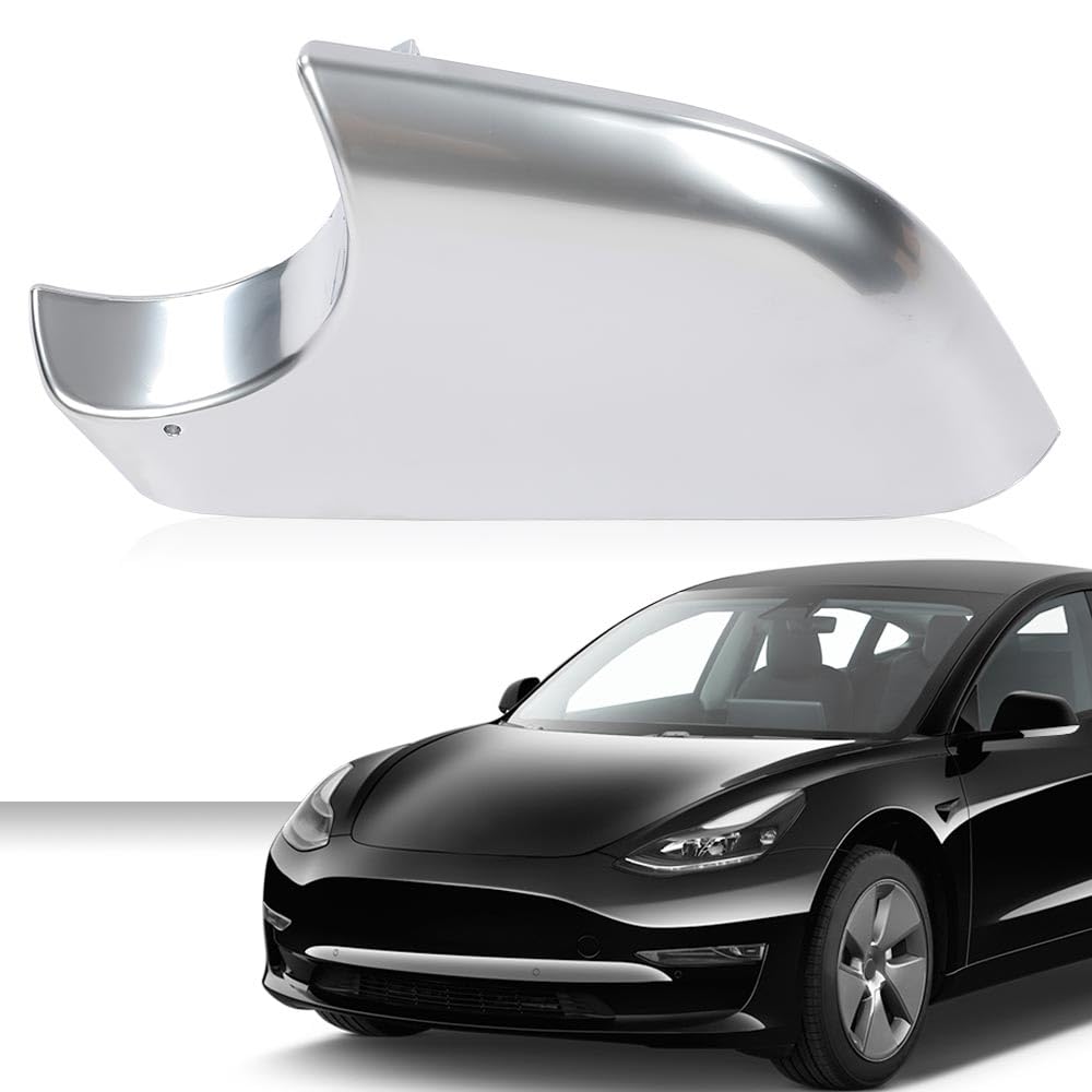 G-PLUS Left Side Wing Door Mirror Cover Lower Silver Holder Chrome Compatible With Tesla Model 3 2017-2022 22873005 Silver
