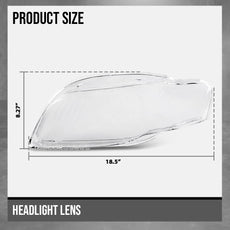 G-PLUS Headlight Lens Cover for Audi A4 B7 S4 2005-2008 Clear Pair Side View
