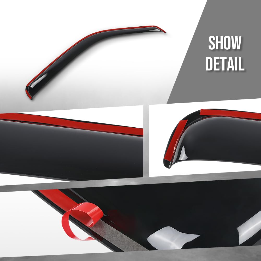 G-PLUS in-Channel Window Ventvisor Sun Rain Guards Side Wind Deflector Compatible with Chevy Express GMC Savana 4500 2009-2020 Smoky