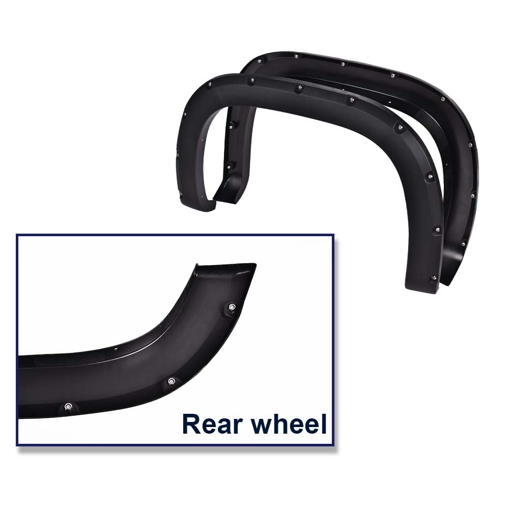 G-PLUS Fender Flares, Compatible With GMC Sierra 1500 2007-2013 4Pcs Wheel Cover Trim Textured Riveted