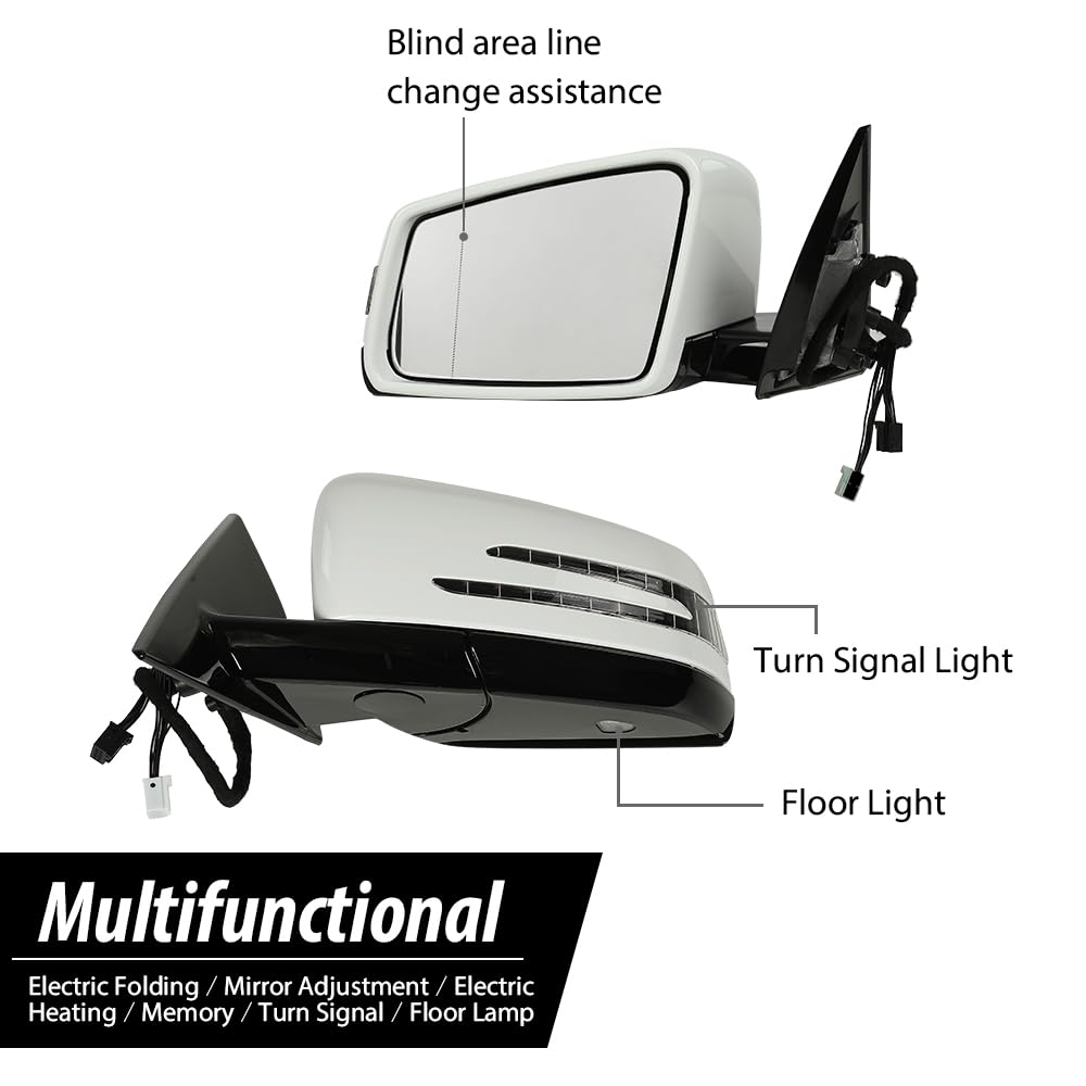 G-PLUS Mirror w/o Blind Spot Left Driver Side Compatible with Benz E350 E400 E550 2010-2017/Fit Only 2 Doors Coupe/Not Fit 4 Doors Sedan 2078100776 White