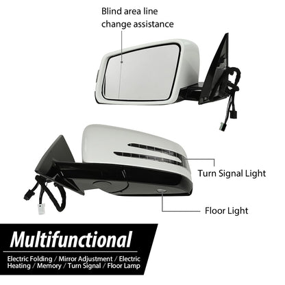 G-PLUS Mirror w/o Blind Spot Left Driver Side Compatible with Benz E350 E400 E550 2010-2017/Fit Only 2 Doors Coupe/Not Fit 4 Doors Sedan 2078100776 White