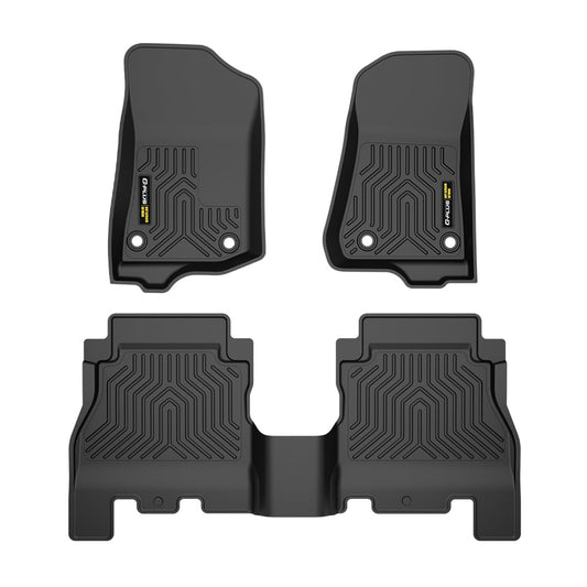 G-PLUS Floor Mats Compatible with Jeep Wrangler JL Unlimited 4 Door Only 2018-2024 (Not Fit for JK or 4XE) All Weather Full Cover Protection Front 1st & 2nd Row Floor Liner Cargo Liners Black