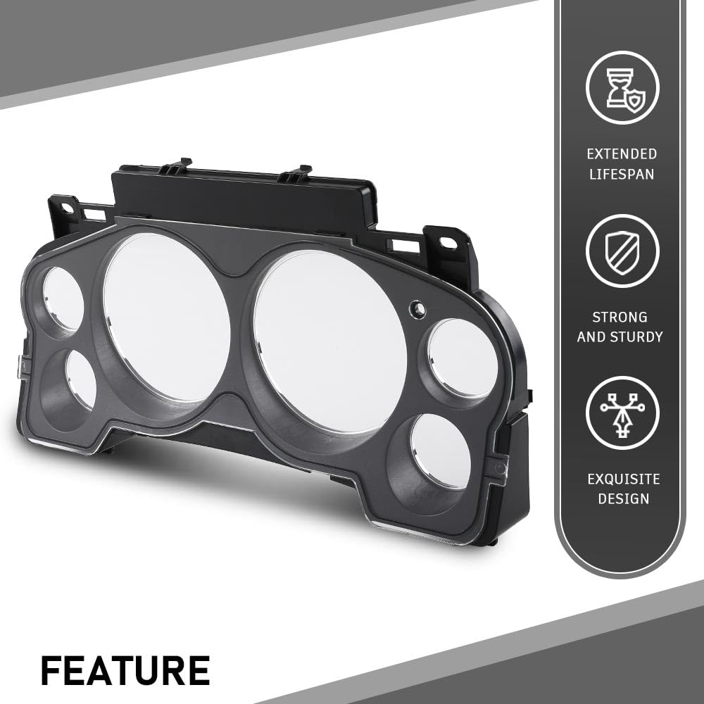 G-PLUS Gauge Cluster Lens Cover Trim Chrome Compatible with Chevy Silverado GMC Sierra Tahoe 2007-2013 10-0004B Black