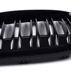 Front Kidney Grille Replacement For BMW X1 F48 F49 2016-2020 Double Line Glossy Black Grill One Pair