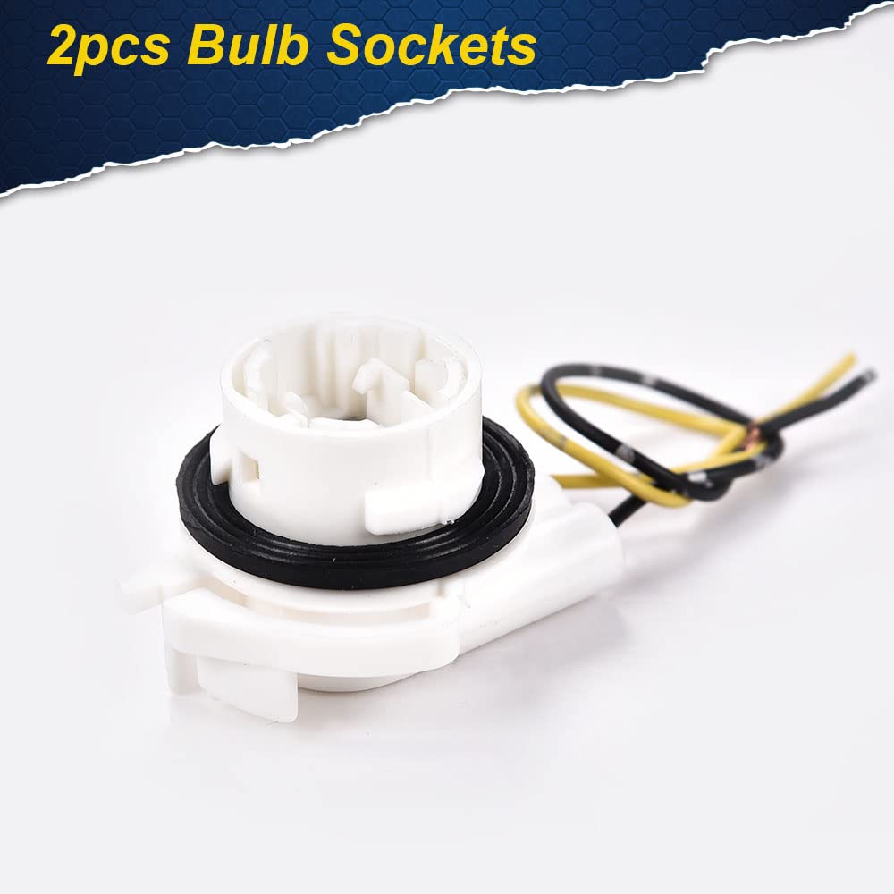 G-PLUS Turn Signal Brake Light Socket Harness Wire Plug Replacement for Most Chevrolet Silverado/GMC Sierra, 3156 3056 3456 4156 Bulb Socket 2Pcs