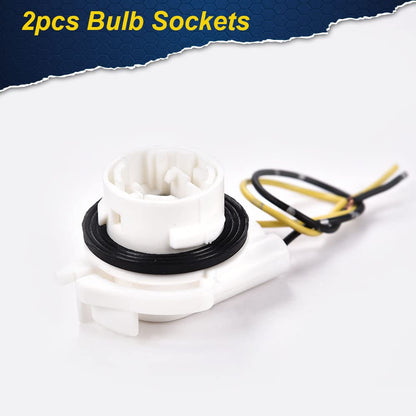 G-PLUS Turn Signal Brake Light Socket Harness Wire Plug Replacement for Most Chevrolet Silverado/GMC Sierra, 3156 3056 3456 4156 Bulb Socket 2Pcs