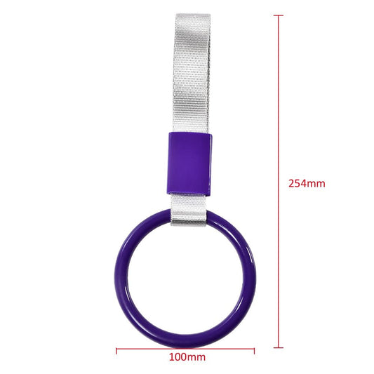 G-PLUS JDM Tsurikawa Ring Round Subway Train Bus Car Handle Hand Straps Drift Charm, Rear Bumper Warning Ring (Purple)