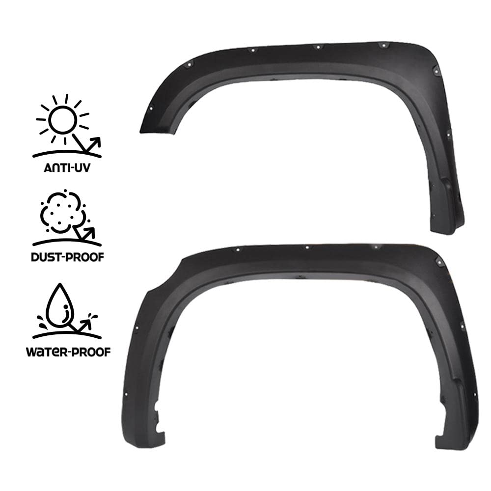 G-PLUS 4PCS Fender Flares Compatible with Toyota Tundra 2014-2020 66.7" / 78.7" / 97.6" Bed Length Wheel Cover Protector Vent Trim, Textured Riveted Pocket