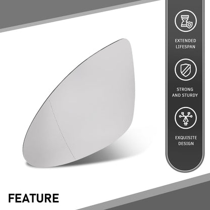 G-PLUS Left Rear View Mirror Glass, Compatible with Porsche Cayenne 2011-2017 with Heat, Driver Side, 958-731-521-20, 95873152121, 95873152120