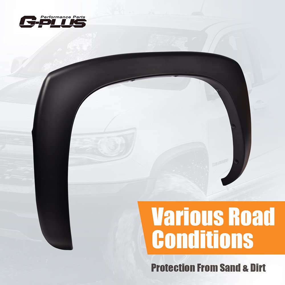 G-PLUS Fender Flares, Compatible With Chevy Silverado GMC Sierra 1999-2006/Suburban Yukon XL 2000-2006/Avalanche 2002-2006 68.4"/78"/69.2"/96" Bed Smooth Wheel Cover Vent Trim 4pcs