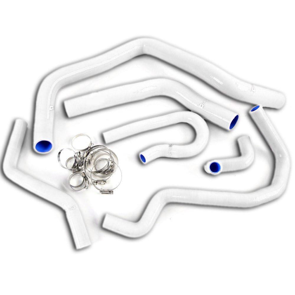 G-PLUS Silicone Radiator Coolant Hose Pipe Kit w/Clamps Compatible with 1992-2000 Honda Civic Type-R EK EG B16A B18C B20B (White 6 PCS)