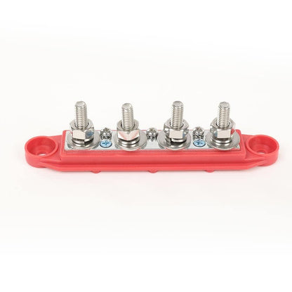 G-PLUS 4 Post Busbar Power Distribution Block with Cover,Busbar Power Battery Terminal Distribution Block 5/16" Posts 12V 250A, 4 Post Power Distribution Block Bus Bar Red