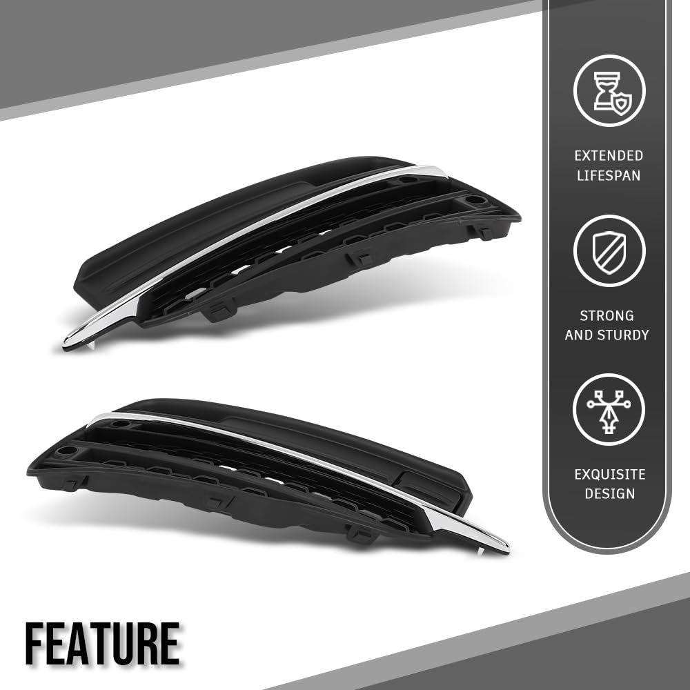 G-PLUS Fog Light Hole Cover Set Left & Right Side Compatible with Volvo XC90 2016 2017 2018 2019 313830440, 313830457 Chrome Black