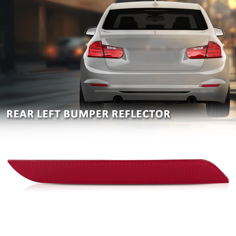 G-PLUS Rear Left Bumper Reflector, Compatible with BMW 320i 328i 328d 335i 428i 430i Base 2012-2017, Driver Side, 63147382233, BM1184100