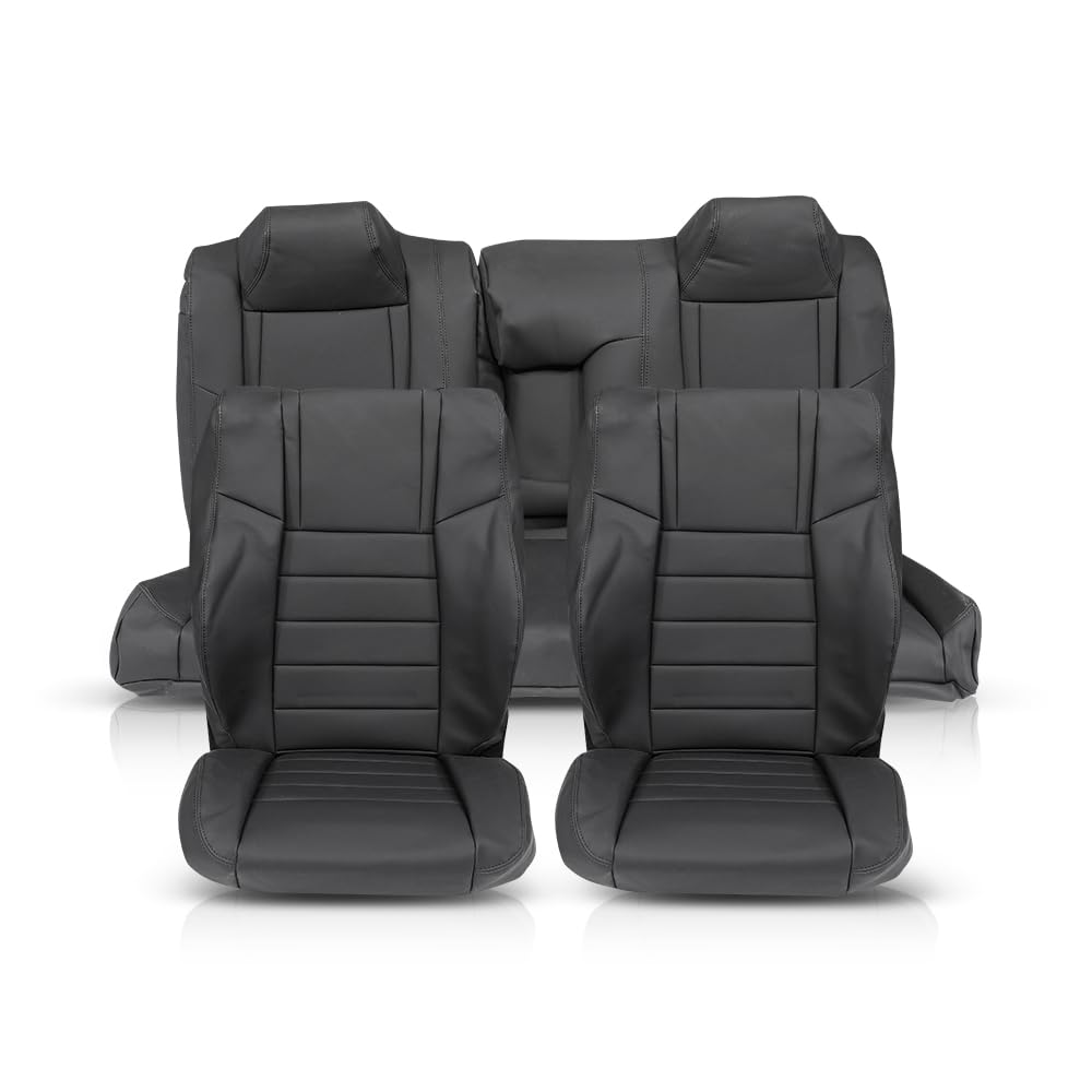 G-PLUS Front & Rear Seat Covers Full Set Compatible with Dodge Challenger SE SXT RT 2011-2014 (NOT Fit SRT8) Black