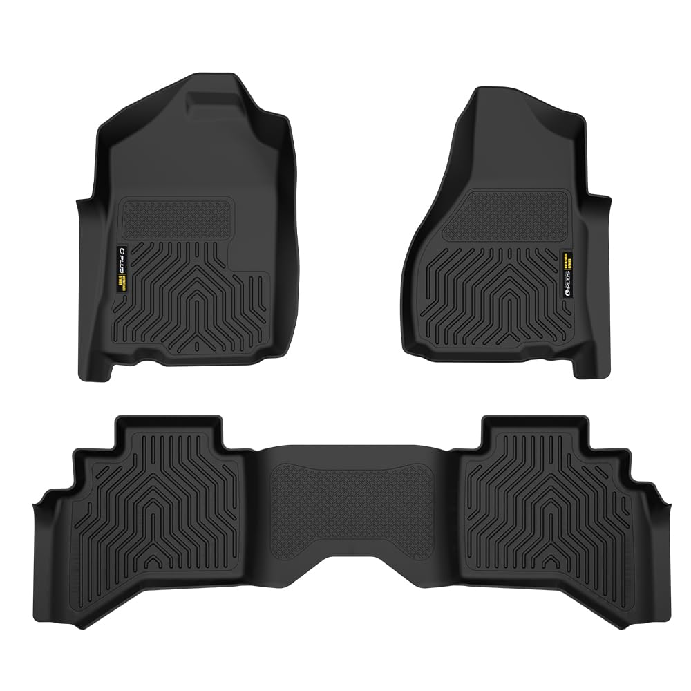 G-PLUS TPE Floor Mats Cargo Liners, Compatibile with Dodge Ram 1500 2500 3500 Quad Cab 2002-2009, 1st & 2nd Row 3PCS, All Weather Full Cover Protection