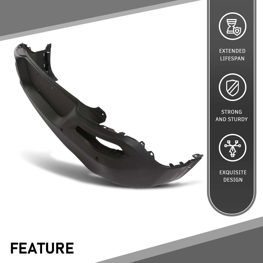 G-PLUS Rear Bumper Cover Fascia, Compatible with Jeep Cherokee 2014-2018, Fit Models with Park Assist Sensor Holes, CH1100A03, 187-01816E