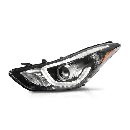 G-PLUS Headlight DRL LED Projector Driver LH Compatible with Hyundai Elantra 2014-2016 Clear Lens Black Housing Amber Reflector Bumper Headlamps,faros delanteros