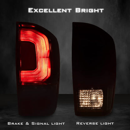 G-PLUS TRD PRO Tail Light Brake Lamp Compatible with Toyota Tacoma 2016-2023 Passenger Side Red Lens Black Housing 8156004170 8155004170 8156004180 8155004180 Luces TraserasAssembly