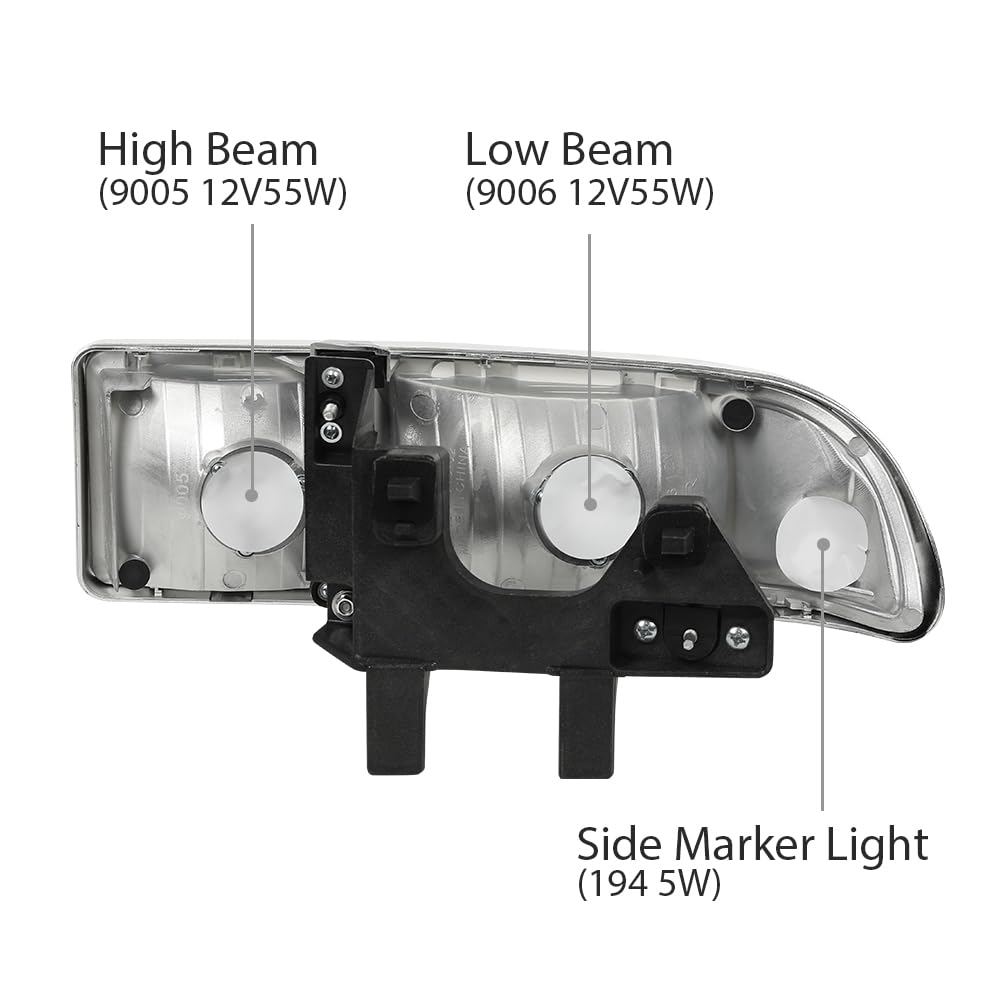 G-PLUS Headlights Assembly Fit Chevy Blazer Base LS LT Trailblazer Xtreme ZR2 S10 ZR5 SS Xtreme 1998-2005 Bumper Headlamps Clear Lens Chrome Housing Clear Reflector,faros delanteros