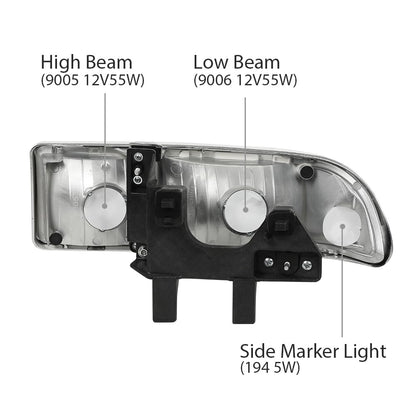 G-PLUS Headlights Assembly Fit Chevy Blazer Base LS LT Trailblazer Xtreme ZR2 S10 ZR5 SS Xtreme 1998-2005 Bumper Headlamps Clear Lens Chrome Housing Clear Reflector,faros delanteros