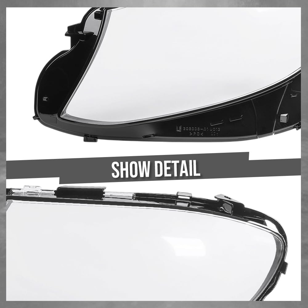G-PLUS Headlight Lens Cover Compatible with Benz E-Class W213 E200L E300L E320L 2016-2023 2138202261C1, 2138202261, A2138202261, 1EG012076061 Left & Right Pair Front Headlamp Lens Cover Clear