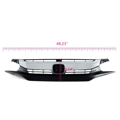 G-PLUS Factory Style Gloss Front Upper Bumper Grille Hood Compatible With CIVIC 16-18 GRILLE （Chrome）