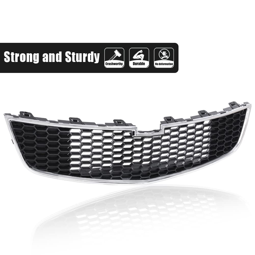 G-PLUS Front Bumper Bottom Grille Middle/Lower Compatible with 2011 2012 2013 2014 Chevy Cruze (does not fit ECO model) GM1200624, 95225615 Black Grill