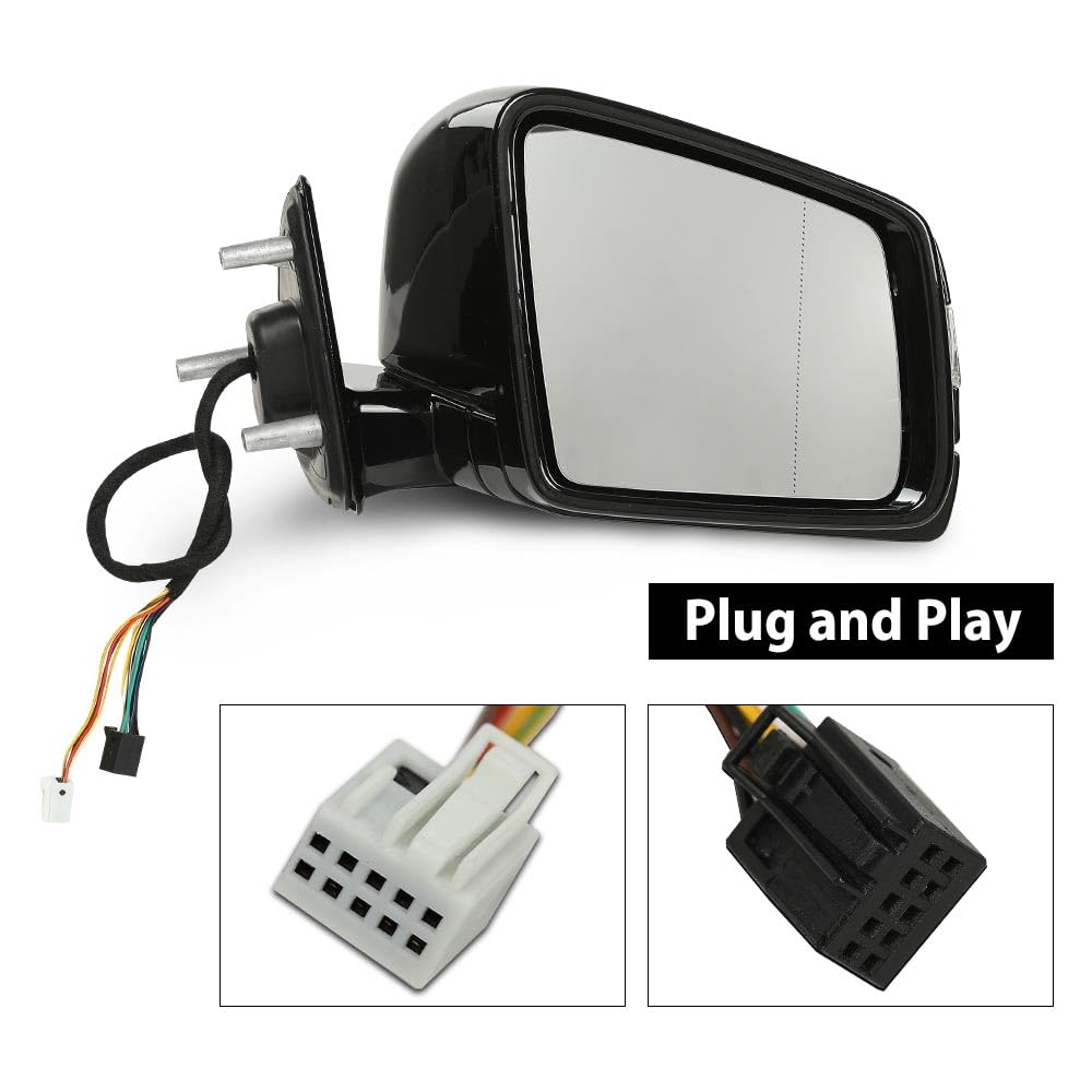 G-PLUS Mirror w/o Blind Spot Right Passenger Side Compatible with Benz ML350 GL450 2010 2011 2012 Black