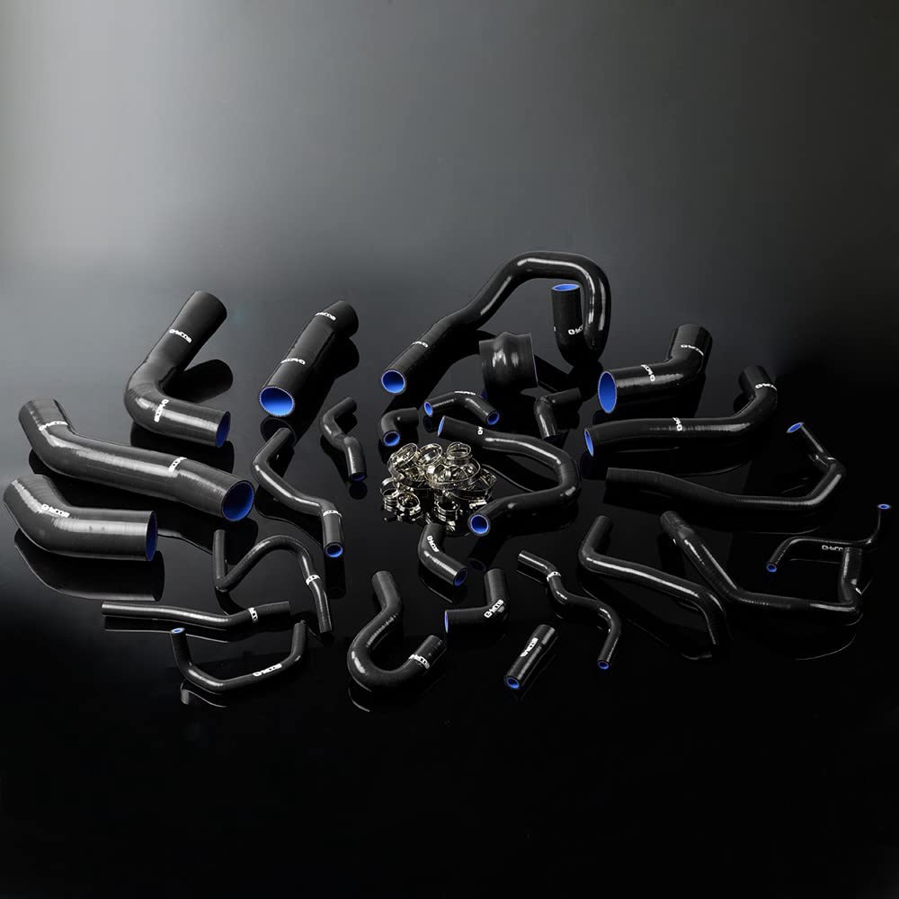 G-PLUS Silicone Radiator Coolant Hose Clamps Compatible With Supra MA70 MK3 7M-GT/7MGTE Turbo 3.0L Black