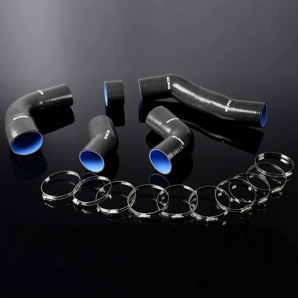 G-PLUS Silicone Intercooler Turbo Hose Kit Clamps Compatible With Toyota Supra JZA80 2JZ 1993-2002 Black