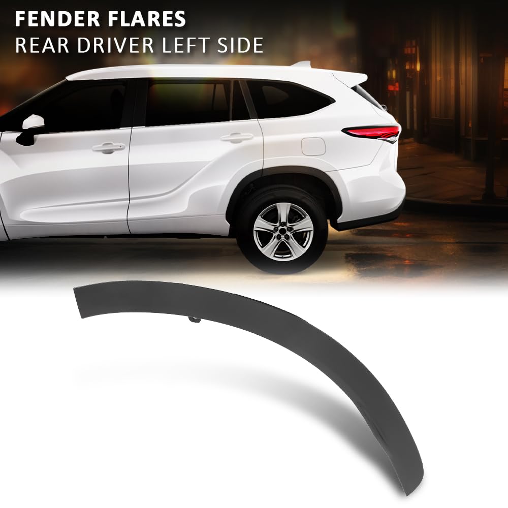 G-PLUS Fender Trim Molding Moulding Rear Driver Left Side Compatible with Toyota Highlander 2020-2023 750880E030