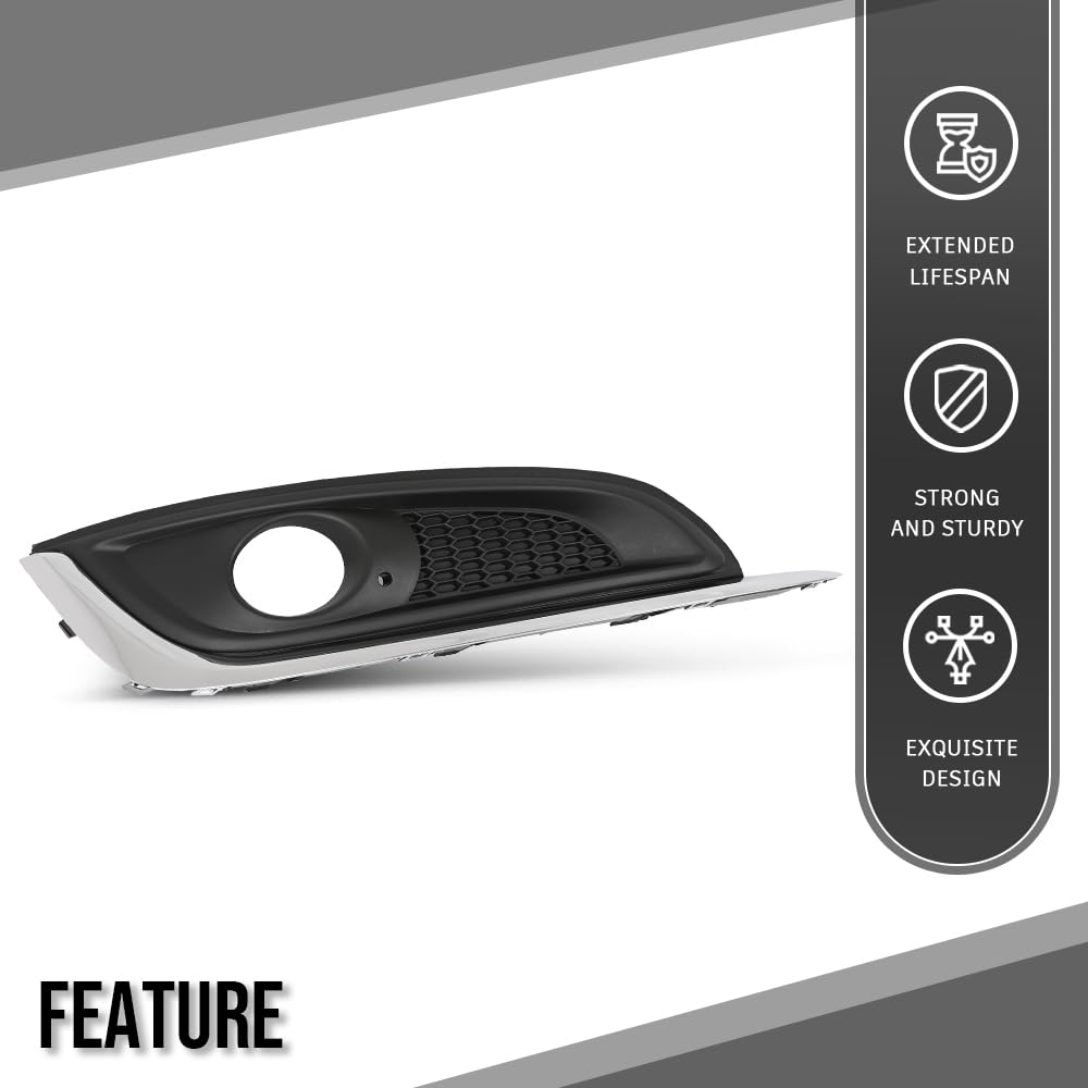 G-PLUS Fog Lamp Bezel Insert Front Right Passenger Side Compatible with Buick Regal 2014 2015 2016 2017 23142358, GM1039275 Chrome Black