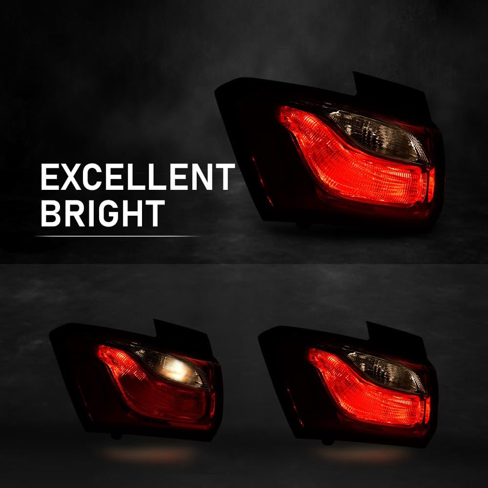 G-PLUS Halogen Tail Light Lamp Outer Left Driver Side w/Bulbs Compatible with Chevy Equinox 2018-2020 GM2804132, 19418086, 84305803 Red Lens Luces Traseras Rear Brake Lamps Assembly